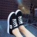 Women's Sneakers Canvas Shoes White Shoes Outdoor Office Work Solid Colored Summer Flat Heel Round Toe Classic Casual Preppy Walking Canvas Lace-up Black White Blue