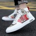 Men's Boots Gladiator Skate Shoes White Shoes High Top Sneakers Walking Casual Outdoor Daily Leather Booties / Ankle Boots Lace-up Black Yellow Red Color Block Summer Spring Fall