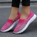 Women's Flats Plus Size Comfort Shoes Daily Walking Color Block Summer Low Heel Round Toe Casual Minimalism Elastic Fabric Loafer Pink Blue Rose Red