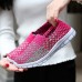 Women's Flats Plus Size Comfort Shoes Daily Walking Color Block Summer Low Heel Round Toe Casual Minimalism Elastic Fabric Loafer Pink Blue Rose Red