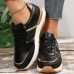 Women's Sneakers Slip-Ons Plus Size Platform Sneakers Outdoor Daily Summer Flat Heel Vintage Casual Running Tissage Volant Lace-up Black White Yellow