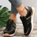 Women's Sneakers Slip-Ons Plus Size Platform Sneakers Outdoor Daily Summer Flat Heel Vintage Casual Running Tissage Volant Lace-up Black White Yellow