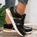 Women's Sneakers Slip-Ons Plus Size Platform Sneakers Outdoor Daily Summer Flat Heel Vintage Casual Running Tissage Volant Lace-up Black White Yellow