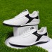 Men's Sneakers White Shoes Leather Loafers Comfort Shoes Golf Sporty Casual Outdoor Daily PU Breathable Comfortable Slip Resistant Lace-up Black White Color Block Summer Spring