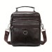 Men's Crossbody Bag Shoulder Bag Mobile Phone Bag Cowhide Office Daily Zipper Adjustable Large Capacity Durable Solid Color Dark Brown Black Coffee