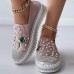 Women's Slip-Ons Loafers Bling Bling Shoes Plus Size Fantasy Shoes Daily Solid Color Summer Rhinestone Imitation Pearl Flat Heel Round Toe Fashion Casual Mesh Loafer White Pink