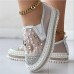 Women's Slip-Ons Loafers Bling Bling Shoes Plus Size Fantasy Shoes Daily Solid Color Summer Rhinestone Imitation Pearl Flat Heel Round Toe Fashion Casual Mesh Loafer White Pink