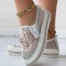 Women's Slip-Ons Loafers Bling Bling Shoes Plus Size Fantasy Shoes Daily Solid Color Summer Rhinestone Imitation Pearl Flat Heel Round Toe Fashion Casual Mesh Loafer White Pink