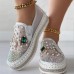 Women's Slip-Ons Loafers Bling Bling Shoes Plus Size Fantasy Shoes Daily Solid Color Summer Rhinestone Imitation Pearl Flat Heel Round Toe Fashion Casual Mesh Loafer White Pink