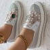 Women's Slip-Ons Loafers Bling Bling Shoes Plus Size Fantasy Shoes Daily Solid Color Summer Rhinestone Imitation Pearl Flat Heel Round Toe Fashion Casual Mesh Loafer White Pink