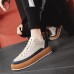 Men's Sneakers Sporty Look Comfort Shoes Walking Casual Athletic PU Breathable Loafer Orange / Black Black Beige Fall