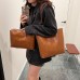 Women's Shoulder Bag PU Leather Daily Large Capacity Solid Color Black Brown Coffee