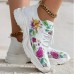 Women's Sneakers Slip-Ons Plus Size Height Increasing Shoes Flyknit Shoes Daily Floral Summer Flower Wedge Heel Round Toe Casual Comfort Elastic Fabric Loafer Pink Red Purple