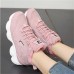 Women's Sneakers Boots Platform Sneakers Outdoor Daily Solid Color Booties Ankle Boots Winter Platform Wedge Heel Fashion Casual Preppy Running Faux Leather PU Lace-up Black White Pink