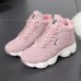 Women's Sneakers Boots Platform Sneakers Outdoor Daily Solid Color Booties Ankle Boots Winter Platform Wedge Heel Fashion Casual Preppy Running Faux Leather PU Lace-up Black White Pink