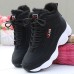 Women's Sneakers Boots Platform Sneakers Outdoor Daily Solid Color Booties Ankle Boots Winter Platform Wedge Heel Fashion Casual Preppy Running Faux Leather PU Lace-up Black White Pink