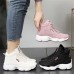 Women's Sneakers Boots Platform Sneakers Outdoor Daily Solid Color Booties Ankle Boots Winter Platform Wedge Heel Fashion Casual Preppy Running Faux Leather PU Lace-up Black White Pink