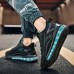 Men's Sneakers Flyknit Shoes Dad Shoes Running Sporty Casual Outdoor Daily Tissage Volant Breathable Lace-up Black White Dark Blue Color Block Summer