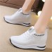 Women's Sneakers Flyknit Shoes Daily Indoor Solid Color Summer Hidden Heel Round Toe Fashion Sporty Casual Elastic Fabric Lace-up Black White Pink