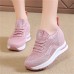 Women's Sneakers Flyknit Shoes Daily Indoor Solid Color Summer Hidden Heel Round Toe Fashion Sporty Casual Elastic Fabric Lace-up Black White Pink