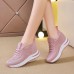 Women's Sneakers Flyknit Shoes Daily Indoor Solid Color Summer Hidden Heel Round Toe Fashion Sporty Casual Elastic Fabric Lace-up Black White Pink