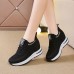 Women's Sneakers Flyknit Shoes Daily Indoor Solid Color Summer Hidden Heel Round Toe Fashion Sporty Casual Elastic Fabric Lace-up Black White Pink