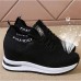 Women's Sneakers Flyknit Shoes Daily Indoor Solid Color Summer Hidden Heel Round Toe Fashion Sporty Casual Elastic Fabric Lace-up Black White Pink