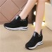 Women's Sneakers Flyknit Shoes Daily Indoor Solid Color Summer Hidden Heel Round Toe Fashion Sporty Casual Elastic Fabric Lace-up Black White Pink