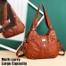 Women's Handbag Shoulder Bag Hobo Bag Boston Bag PU Leather Daily Holiday Zipper Large Capacity Waterproof Breathable Solid Color Black Brown