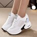 Women's Sneakers Flyknit Shoes Comfort Shoes Daily Indoor Walking Solid Color Summer Sequin Hidden Heel Round Toe Fashion Sporty Casual Elastic Fabric Lace-up Black White