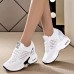 Women's Sneakers Flyknit Shoes Comfort Shoes Daily Indoor Walking Solid Color Summer Sequin Hidden Heel Round Toe Fashion Sporty Casual Elastic Fabric Lace-up Black White