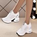 Women's Sneakers Flyknit Shoes Comfort Shoes Daily Indoor Walking Solid Color Summer Sequin Hidden Heel Round Toe Fashion Sporty Casual Elastic Fabric Lace-up Black White