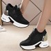 Women's Sneakers Flyknit Shoes Comfort Shoes Daily Indoor Walking Solid Color Summer Sequin Hidden Heel Round Toe Fashion Sporty Casual Elastic Fabric Lace-up Black White