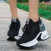 Women's Sneakers Flyknit Shoes Comfort Shoes Daily Indoor Walking Solid Color Summer Sequin Hidden Heel Round Toe Fashion Sporty Casual Elastic Fabric Lace-up Black White