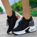 Women's Sneakers Flyknit Shoes Comfort Shoes Daily Indoor Walking Solid Color Summer Sequin Hidden Heel Round Toe Fashion Sporty Casual Elastic Fabric Lace-up Black White