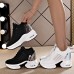 Women's Sneakers Flyknit Shoes Comfort Shoes Daily Indoor Walking Solid Color Summer Sequin Hidden Heel Round Toe Fashion Sporty Casual Elastic Fabric Lace-up Black White