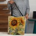 Women's Tote Shoulder Bag Canvas Tote Bag Polyester Shopping Daily Holiday Print Large Capacity Foldable Lightweight Sunflower Light Yellow Earth Yellow Yellow