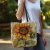 Women's Tote Shoulder Bag Canvas Tote Bag Polyester Shopping Daily Holiday Print Large Capacity Foldable Lightweight Sunflower Light Yellow Earth Yellow Yellow