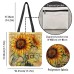 Women's Tote Shoulder Bag Canvas Tote Bag Polyester Shopping Daily Holiday Print Large Capacity Foldable Lightweight Sunflower Light Yellow Earth Yellow Yellow