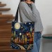 Women's Tote Shoulder Bag Canvas Tote Bag Polyester Shopping Holiday Print Large Capacity Foldable Lightweight Geometric 3D Folk