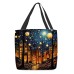 Women's Tote Shoulder Bag Canvas Tote Bag Polyester Shopping Holiday Print Large Capacity Foldable Lightweight Geometric 3D Folk