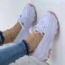 Women's Sneakers Plus Size Platform Sneakers Slip-on Sneakers Daily Solid Color Summer Flat Heel Round Toe Sporty Casual Comfort Walking Suede Lace-up Black White Light Red