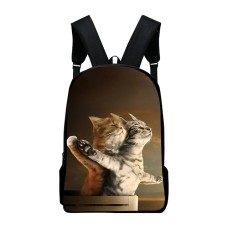 Unisex School Bag Bookbag 3D Print Commuter Backpack School Daily Animal Cat Oxford Cloth Large Capacity Breathable Lightweight Zipper Brown