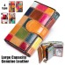 Women's Wallet Credit Card Holder Wallet Cowhide Shopping Daily Large Capacity Lightweight Durable Color Block Patchwork Rainbow