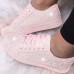 Women's Sneakers Bling Bling Shoes Fantasy Shoes Sparkling Shoes Outdoor Daily Sequin Flat Heel Round Toe Fashion Sporty Casual Glitter PU Lace-up Silver Black Pink