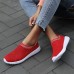 Women's Sneakers Plus Size Flyknit Shoes Christmas Xmas Daily Flat Heel Round Toe Sporty Casual Minimalism Running Walking Mesh Loafer Black White Red