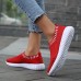 Women's Sneakers Plus Size Flyknit Shoes Christmas Xmas Daily Flat Heel Round Toe Sporty Casual Minimalism Running Walking Mesh Loafer Black White Red