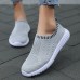 Women's Sneakers Plus Size Flyknit Shoes Christmas Xmas Daily Flat Heel Round Toe Sporty Casual Minimalism Running Walking Mesh Loafer Black White Red