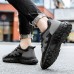 Men's Sneakers Flyknit Shoes Running Casual Daily Tissage Volant Breathable Lace-up Black Gray Summer Spring