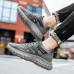 Men's Sneakers Flyknit Shoes Running Casual Daily Tissage Volant Breathable Lace-up Black Gray Summer Spring